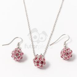 Fashion Fém shamballa ékszer szett pink