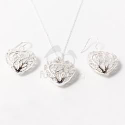 Fashion Ezüst bevonatos szív függős ékszer szett