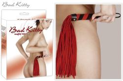Bad Kitty - Velúrbőr korbács (piros) - sexshopcenter
