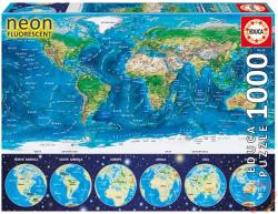Educa Neon Puzzle - Világtérkép 1000 db-os (16760)