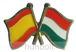 Kitűző, páros zászló Spanyol-Magyar jelvény 26x15 mm