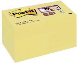 3M POSTIT Öntapadó jegyzettömb csomag, 48x48 mm, 12x90 lap, 3M POSTIT "Super Sticky", sárga (LP62212SSCYEU)