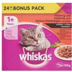 Whiskas 1+ Húsos-Zöldséges Válogatás teljes értékű állateledel felnőtt macskák számára 24x100 g