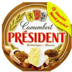 PRÉSIDENT Köményes Camembert Sajt 120 g
