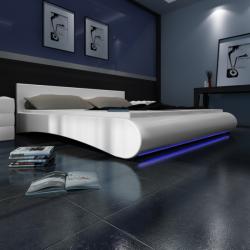 vidaXL Műbőr ágy, LED csík/szalag 180x200cm