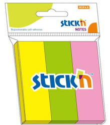 STICK'N Stick index hartie 76 x 25 mm, 3 culori, STICK'N