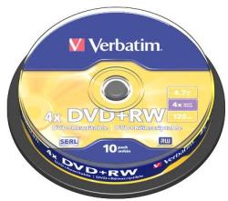 Verbatim DVD+RW Verbatim 10 bucati, 4x, 4.7GB (43488) - pcone