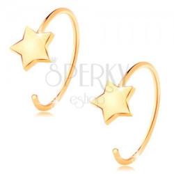 Ekszer Eshop 14K sárga arany fülbevaló - vékony félkör, fényes csillag