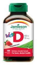 Jamieson Kids D Vitamin 400 IU D3-vitamin rágótabletta gyerekeknek 100 db