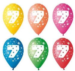 Party4U PT11PR7 7-es számos lufi 26 cm 5 db