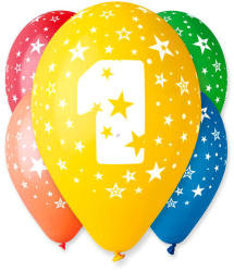 Party4U PT11PR1 1-es számos lufi 26 cm 5 db