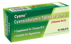 Cyano Cyanokobalamin B12-vitamin tabletta 50 db