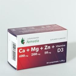 Remedia Ca+Mg+Zn cu Vitamina D3 50 comprimate