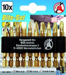 BGS technic Bit készlet 10 db-os "Gold" 50 mm hosszú (9-4814)
