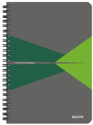 Leitz Spirálfüzet, A5, vonalas, 90 lap, PP borító, LEITZ "Office", szürke-zöld (44991055) - iroszer24
