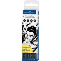 Faber-Castell Pitt Artist Pen Manga Set 4 buc Negru Faber-Castell (FC167132) - viamond