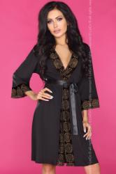 Livco Corsetti Finvarra elegáns fekete hálóköntös arany virágokkal szatén kötővel L/XL