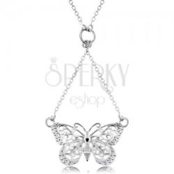 Ekszer Eshop 925 ezüst nyakék, nyaklánc és medál - kivágott pillangó