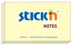 STICKN Notes autoadeziv 76 x 127 mm, 100 file, Stickn - galben pastel (HO-21009)
