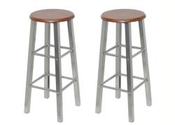 vidaXL Scaune de bar, 2 buc. , metal, șezut din MDF (60562)