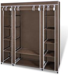 vidaXL Текстилен гардероб с отделения и летви, 45 x 150 x176 см, кафяв (240496)