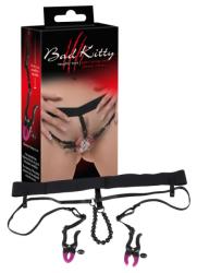 Bad Kitty - szeméremszéthúzó csipeszek alsóval - lila-fekete (S-L) - erotikashow