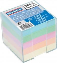 DONAU Cub hartie cu suport plastic, 92x92x82mm, DONAU - hartie culori pastel asortate (DN-7491001-99)