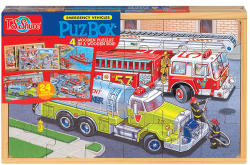 T.S. Shure Tűzoltók fa puzzle dobozban 4x24 db-os (0998)