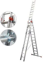 KRAUSE Стълба Krause алуминиева трираменна професионална 3x10 бр. , 6.9 м, 150 кг, Monto Tribilo