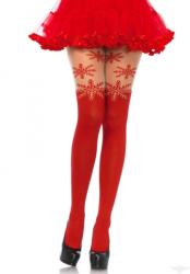 Leg Avenue testszínű-piros hópihés harisnya S/L