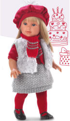 Llorens Martina baba piros kalapban, szőke - 40 cm