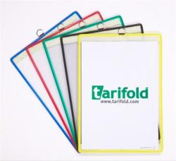 TARIFOLD Bemutatótábla, függő, A4, álló, fém fülecskével, TARIFOLD, piros (5db/doboz) (TF154503)