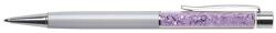 Art Crystella Golyóstoll, krémfehér, felül orgona lila SWAROVSKI® kristállyal töltve, 14 cm, ART CRYSTELLA® (TSWGT104) - webpapir