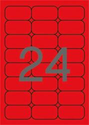 APLI Etikett, 64x33, 9 mm, színes, kerekített sarkú, APLI, neon piros, 480 etikett/csomag (LCA2872) - webpapir