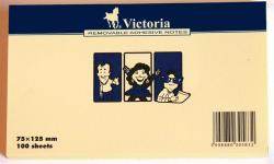Victoria Öntapadó jegyzettömb, 75x125 mm, 100 lap, VICTORIA, sárga (LV75125) - webpapir