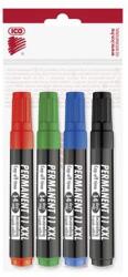 ICO Alkoholos marker készlet, 1-3 mm, kúpos, ICO "Permanent 11 XXL", 4 különböző szín (TICP11XV4)