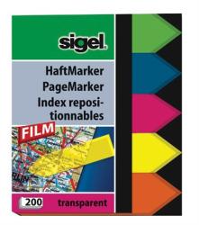 Sigel Jelölőcímke, műanyag, 5x40 lap, 12x45 mm, SIGEL Nyilak, vegyes szín (SIHN613)