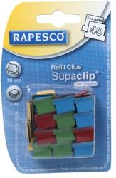 Rapesco Utántöltő kapcsok, RAPESCO, Supaclip vegyes színben (50db/doboz) (IRRC4050MC)