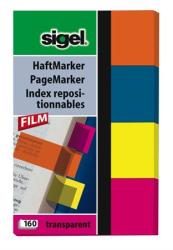 Sigel Jelölőcímke, műanyag, 4x40 lap, 20x50 mm, SIGEL 614, vegyes szín (SIHN614) - webpapir