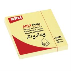 APLI Öntapadó jegyzettömb, Z, 75x75 mm, 100 lap, APLI, sárga (LCA12078)