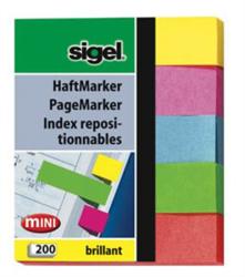 Sigel Jelölőcímke, papír, 5x40 lap, 12x50 mm, SIGEL Brilliant Mini, vegyes szín (SIHN625) - webpapir