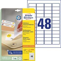 Avery Zweckform Etikett, univerzális, eltávolítható, 45, 7x21, 2 mm, AVERY ZWECKFORM, 1440 etikett/csomag (AYL4736REV25) - webpapir