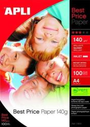 APLI Fotópapír, tintasugaras, A4, 140 g, fényes, APLI Best Price (100lap/doboz) (LEAA11804)