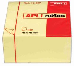 APLI Öntapadó jegyzettömb, 75x75 mm, 400 lap, APLI, sárga (LNP11597) - webpapir