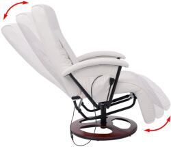 vidaXL Fotoliu de masaj Shiatsu, alb, piele ecologică (242509)