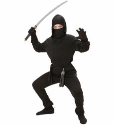 Widmann Fekete ninja jelmez - 158 cm-es méret (02648)