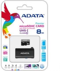 ADATA microSDHC Premier 8GB C10/UHS-I OTG Micro Reader AUSDH8GUICL10-ROTGMBK