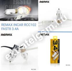 REMAX Apple iPhone 7 / 7 Plus / 6S / 6S Plus / 6 / 6 Plus / SE / 5S / 5C / 5 FAST8 RCC102 Lightning és Micro USB szivargyújtó töltő 1m arany