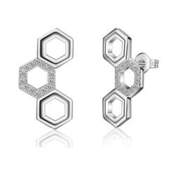 Ezüst Hexagon Fülbevaló
