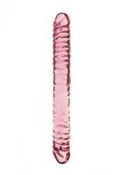 ToyJoy Twice as Nice kétvégű bordázott pink dildó 29 cm
